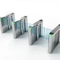 Public Facility Access Control Turnstiles With Silver Body Glass Barriers And Green Indicators