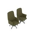 Green Leather Tufted Accent Chair With Swivel Wheels And Sturdy Base