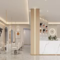 Modern Hair Salon Interior With World Map Wall Decor Arched Mirrors And White Salon Chairs
