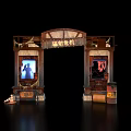 Radiation Crisis Themed Event Entrance With Screens Showing Figure Warning Sign Wooden Barrels And Ropes