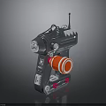 Futuristic Sci Fi Toy Blaster With Silver Body Red Circular Component And Antenna