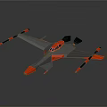 Cosmic Aerospace Gray Orange Spacecraft With Wings Cockpit And Thrusters Design
