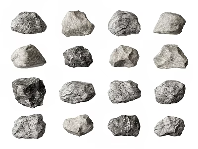 Natural Stone And Wood Materials Featuring Various Textures And Shapes 3d model