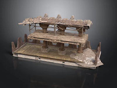 Ancient Ruined Architectural Model With Multi Level Platforms Columns And Stone Ruins 3d model