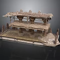 Ancient Ruined Architectural Model With Multi Level Platforms Columns And Stone Ruins