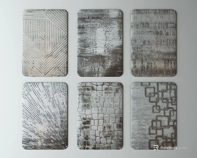 Stylish Square Rugs With Various Geometric Patterns And Textured Designs 3d model 