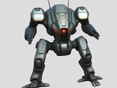 Gray Mechanical Robot Doll With Red Glowing Eyes And Action Pose Design 3d model Gray Mechanical Robot Doll With Red Glowing Eyes And Action Pose Design 3d model