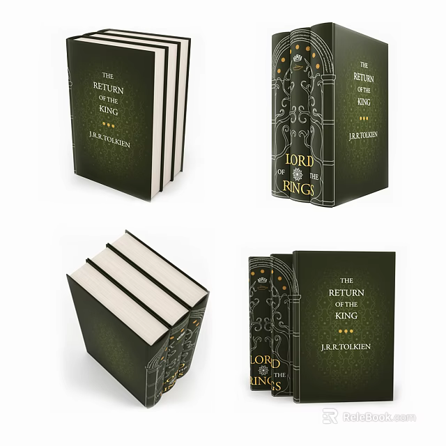 The Return of the King Book by J.R.R. Tolkien Lord of the Rings with Green Cover 3d model 