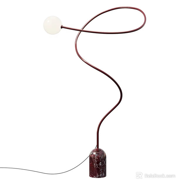 Spiral Metal Floor Lamp With Round White Shade And Stable Base 3d model 