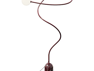 Spiral Metal Floor Lamp With Round White Shade And Stable Base 3d model