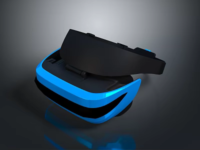 Blue And Black VR Headset With Modern Sleek Design For Computer Tech 3d model