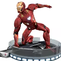 Detailed Iron Man Sculpture Featuring Red Armor Glowing Chest Piece Dynamic Pose and Display Base