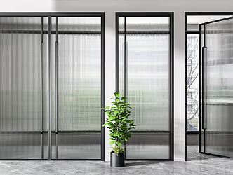 Modern swing door glass door 3d model