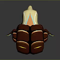 Mythical Game Movie 3D Character With Red Orange Patterned Back And Yellow Blue Accents