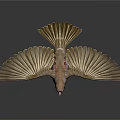 Small Bird With Spread Wings Orange Chest And Gray Wings On White Background
