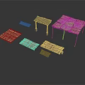 Traditional Grass Hut Building Models With Thatched Roofs And Wooden Frames