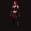 Portrait of a Woman with Red Hair in Black Leather Corset Red Accents and Necklace