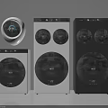 Various Styles Of Modern Washing Machines With Double Drum In White And Black
