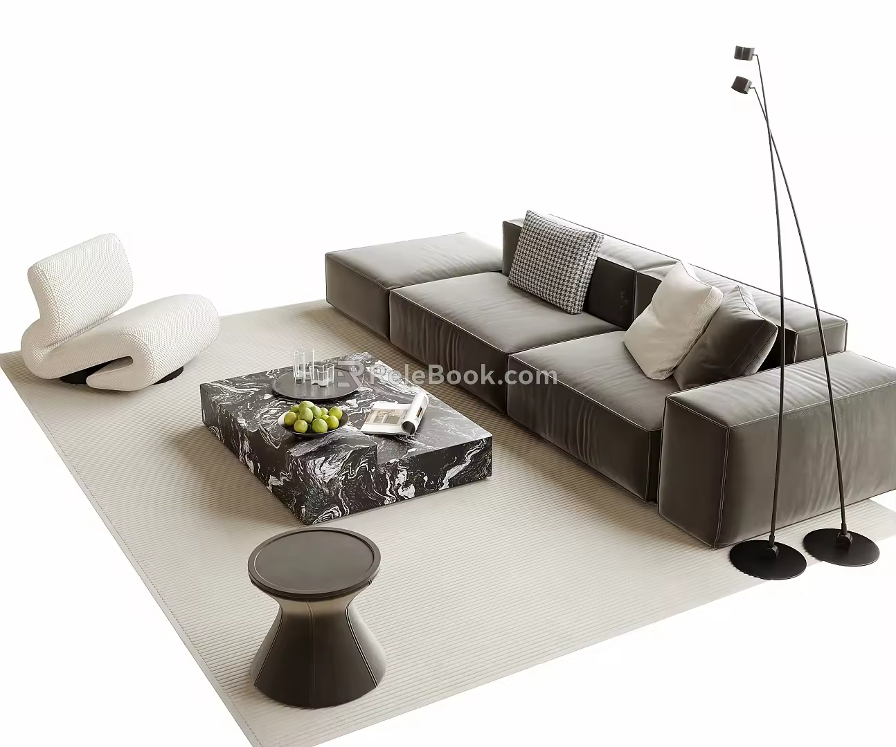 Modern sofa coffee table combination 3d model
