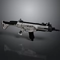 Modern Tactical Rifle with White Black Design and Scope Magazine Stock