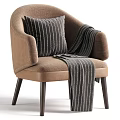 Modern Upholstered Leisure Armchair With Decorative Pillow And Soft Throw Blanket For Cozy Home Decor