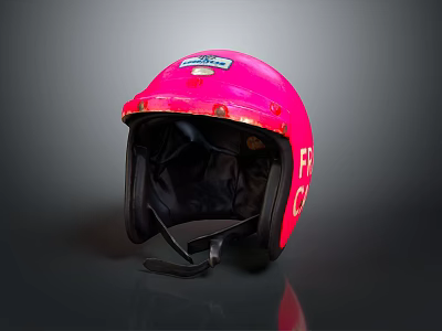Pink Fire Safety Helmet With Protective Apparel Features And Bold FIRE Lettering 3d model