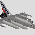 Modern Military Fighter Jet With Red Blue White Tail Stripe And Weapon Mounts 3d model