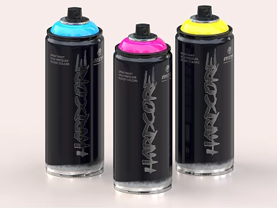 Hardcore Spray Paint Cans With Colorful Caps For Daily Use 3d model