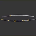 Traditional Japanese Katana with Unsheathed Blade Sheath Golden Accents and Reflection on Dark Background