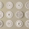 White Circular Decorative Carvings With Various Intricate Patterns For Interior Design 3d model
