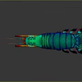 Vibrant 3D Rendered Lobster With Red Claws Blue Body And Iridescent Glow Details
