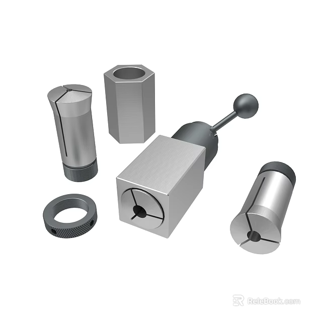 Industrial Mechanical Equipment Parts Including Hexagonal Nuts Cylindrical Sleeves Square Blocks And Rings 3d model 