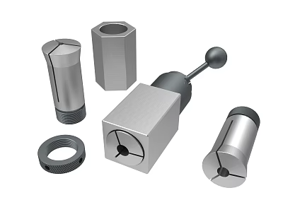 Industrial Mechanical Equipment Parts Including Hexagonal Nuts Cylindrical Sleeves Square Blocks And Rings 3d model
