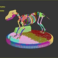 Realistic Detailed Dog Skeleton Model Placed On White Circular Base Stand 3d model