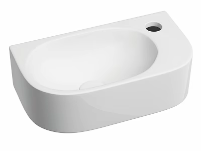 Modern White Oval Shaped Washbasin with Smooth Surface and Sleek Design 3d model