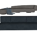 Modern Modular Sofa Set With Curved Section Straight Seats And Soft Throw Blanket 3d model