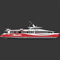 Red And White Solar Powered Ferry With Modern Eco Friendly Design 3d model