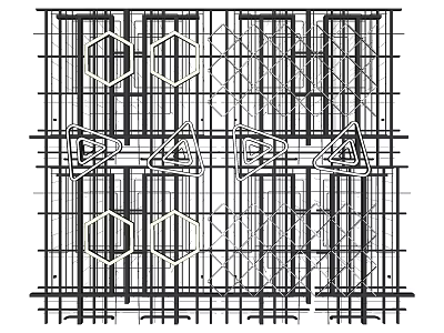Detailed Structural Pipes Design with Hexagonal Grid Patterns and Framework Layout 3d model