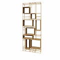 Modern Geometric Shelving Unit with Open Compartments and Metal Frame Design