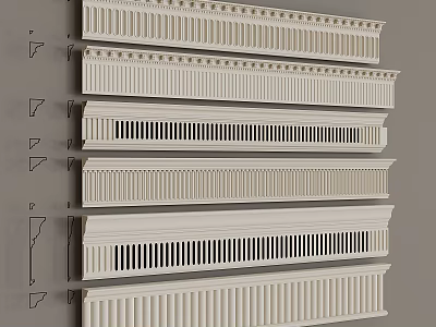 Various Styles Decorative Gypsum Crown Molding With Design Profiles And Mounting Hardware 3d model