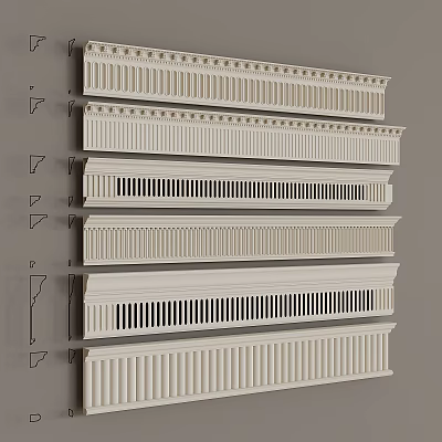 Various Styles Decorative Gypsum Crown Molding With Design Profiles And Mounting Hardware 3d model