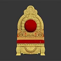 Luxury Ornate Carved Golden Royal Throne With Comfortable Red Velvet Seat And Exquisite Backrest