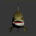 Yellow Green Spotted Fish Shaped Household Decor With Red Mouth And Reflective Surface