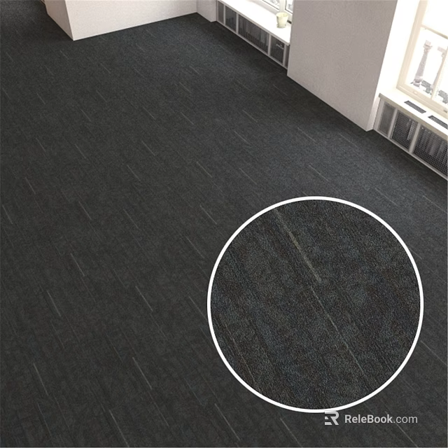 Dark Textured Carpet Floor Component With Detailed Texture In Modern Room 3d model 