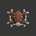 Game Movie Character With Red White And Orange Spots Cartoon Fantasy Four Legged 3D Creature