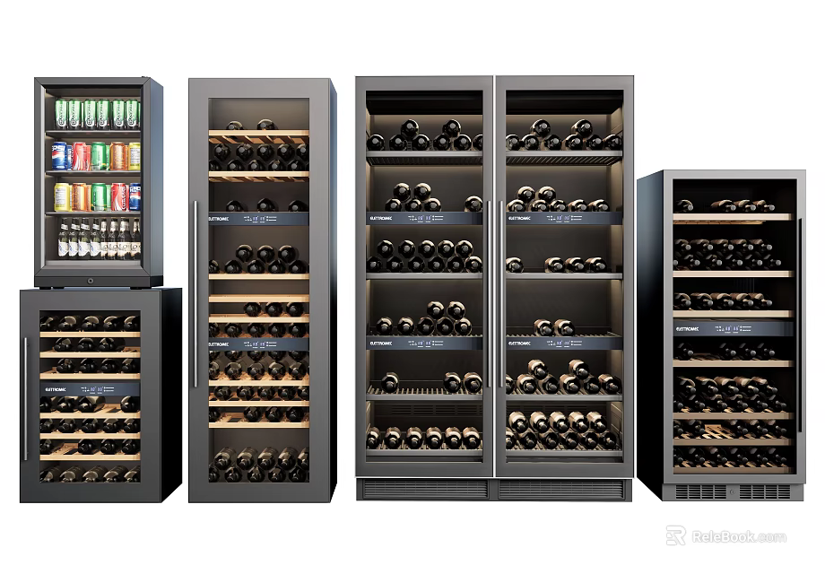 Modern Wine Coolers With Various Sizes And Ample Storage For Wine Bottles 3d model 