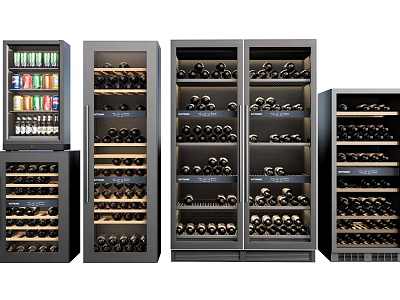 Modern Wine Coolers With Various Sizes And Ample Storage For Wine Bottles 3d model