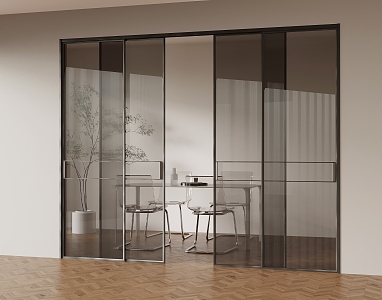 Modern sliding door with four sliding doors 3d model