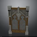 Islamic Style Decorative Architectural Element Featuring Arched Design Wooden Frame And Colorful Tile Patterns