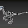 Realistic Dinosaur With Blue Yellow Head And Black White Striped Body In Standing Pose